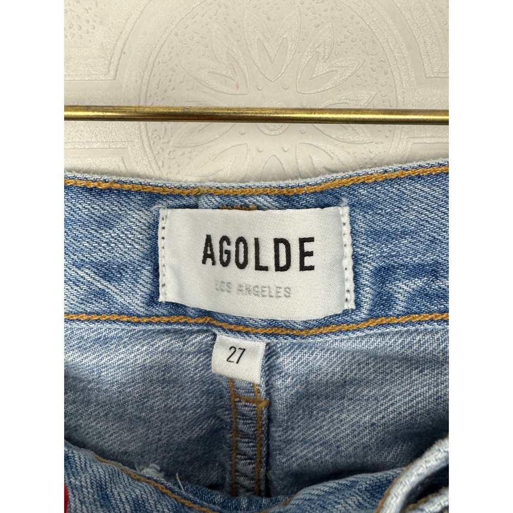 Agolde Criss Cross Upsized Jeans Light Blue Straight Leg Denim A097-983 Size 27 - Picture 8 of 13